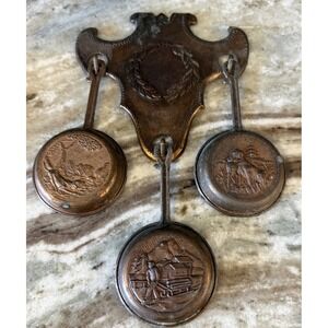 Vntg Copper Decorative Wall Pan Alpine Farm Scene Rustic European Kitchen Skilet